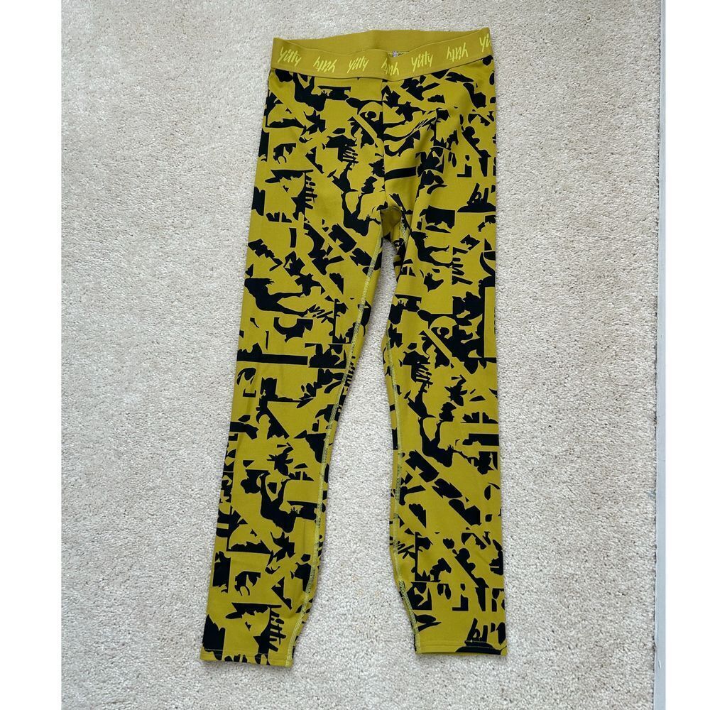 Yitty‎ Yellow Abstract Print Athletic Leggings Workout Compression Pants Size S